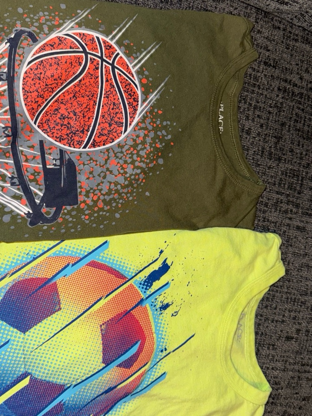 Place Boys' Basketball Graphic Tee Set - Olive & Neon Yellow